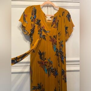 Everly Printed Tunic Maxi Dress with Empire Waist Belt